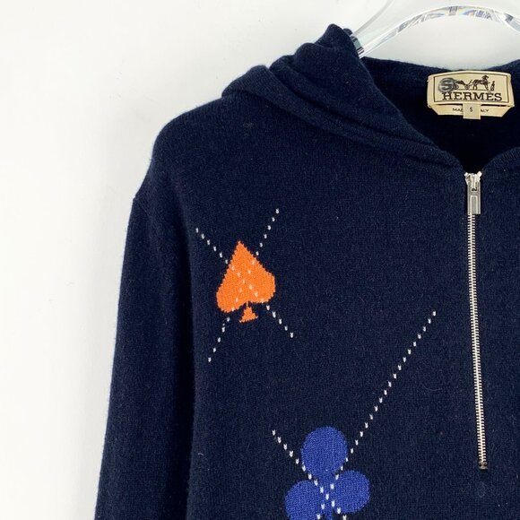 Hermes Deep blue playing card motif knitted sweater - Picture 3 of 6